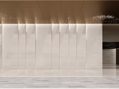 Modern Elegant Reception Area with Marble Wall Ceiling Lighting and Spacious Space 3d model