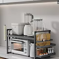 Practical Dishware Set With Microwave Blender Storage Jars And Knife Holder On Kitchen Shelf