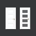 White Hinged Doors With Paneled And Glass Paned Styles And Golden Handles