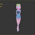 Game Movie Character With Pink Yellow Pigtails Blue Adidas Hoodie Shorts And Pink Roller Skates