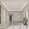 Modern Elevator Hallway Interior With Marble Walls Polished Floor And Lighting 3d model
