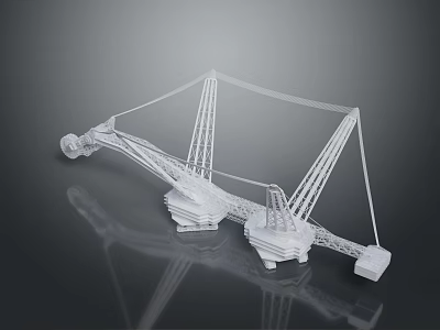 White Crane Structure Model With Metal Frame Supporting Boom Components And Base 3d model