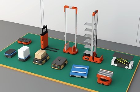 Intelligent transport vehicle logistics robot stacker forklift 3d model