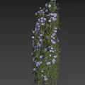Decorative Green Vines with Purple Flowers Climbing White Pillar Near Female Silhouette in High Heels