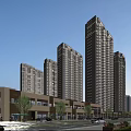 Modern Commercial Street Night View With High Rise Buildings Lighting Pedestrians And Vehicles