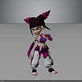 Cartoon Style Character With Purple Pink Pigtails White Pants Purple Top Standing Pose Pink Accents