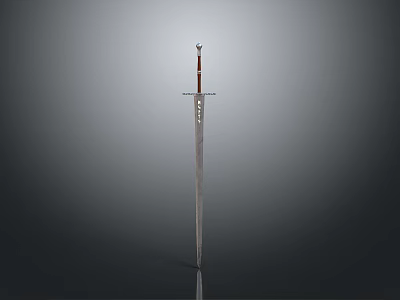 Classic Metal Sword With Long Blade And Decorative Hilt Isolated On Gray Background 3d model