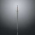 Classic Metal Sword With Long Blade And Decorative Hilt Isolated On Gray Background