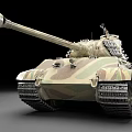 Military Tank With Camouflage Pattern Long Gun Barrel And Metal Tracks