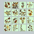 Decorative Ornament Set with Colorful Flowers Butterflies and Leaves for Home Decoration