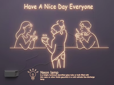 Neon Lamp Combinations For Bar Scene With Bartender And People Interaction 3d model