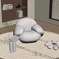 Cream wind single sofa 3d model