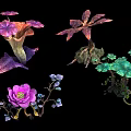 Colorful Fantasy Plants With Vibrant Flowers Varied Leaves And Detailed Roots