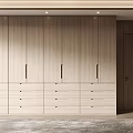 Modern Wooden Wardrobe With Multiple Cabinet Doors And Drawers Interior Design