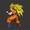 Collectible Anime Character Figure With Golden Hair Orange Outfit And Fighting Pose