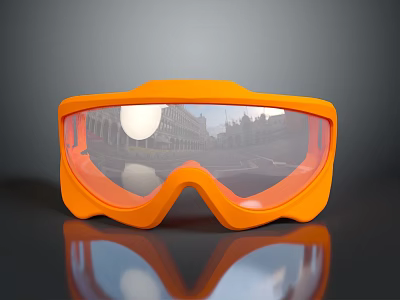 Orange Sport Goggles With Reflective Lenses And Stylish Design For Outdoor Activities 3d model