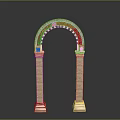 Classic Architectural Arch Structure With Brick Columns And Checkerboard Top Design 3d model