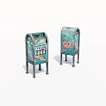 Teal Public Mail Boxes With MAIL BOX Text Smiley Face And Envelope Graphics