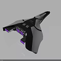 Futuristic Cosmic Spaceship Design with Black and White Color Scheme and Purple Propulsion Thrusters