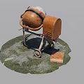 Rusty Industrial Concrete Mixer Machine With Metal Body And Wheels For Construction Use