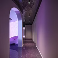 STARSHINE 18th Beauty Hair Studio Modern Exterior Design With White Wavy Wall And Purple Lighting