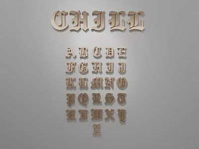 Font metal word art word flower wall word company culture 3d model