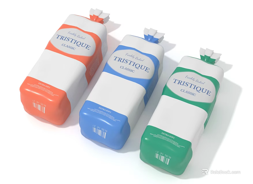 Tristique Creme Different Flavors In Colorful Orange Blue Green Packaging 3d model 