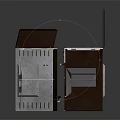 Retro Brown Electric Appliances With Stove Top Oven Compartment And Open Lid
