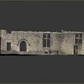 Ancient Stone Building Ruins With Damaged Walls Arched Windows Stone Well And Surrounding Plants