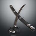 Crossed Decorative Swords With Metal Scabbard And Shiny Blades On Dark Background