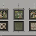 Six Framed Decorative Wall Paintings For Home Interior Art Decor