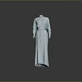 Light Blue Long Shirt Dress With Bow Tie And Waist Belt Detail