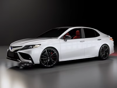 Sleek White Modern Sedan With Black Wheels And Red Interior Seats 3d model