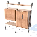 Modern Wooden Entryway Sidetable Cabinet With Double Doors Metal Frame And Shelf