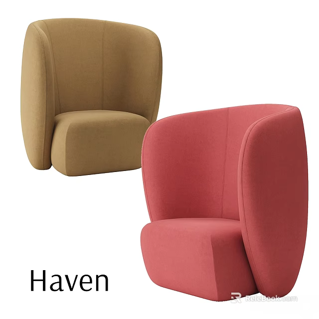 Modern Beige and Pink Leisure Chairs with Curved Back and Comfortable Upholstery for Living Room Home Decor 3d model 