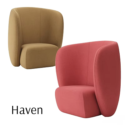 Modern Beige and Pink Leisure Chairs with Curved Back and Comfortable Upholstery for Living Room Home Decor 3d model