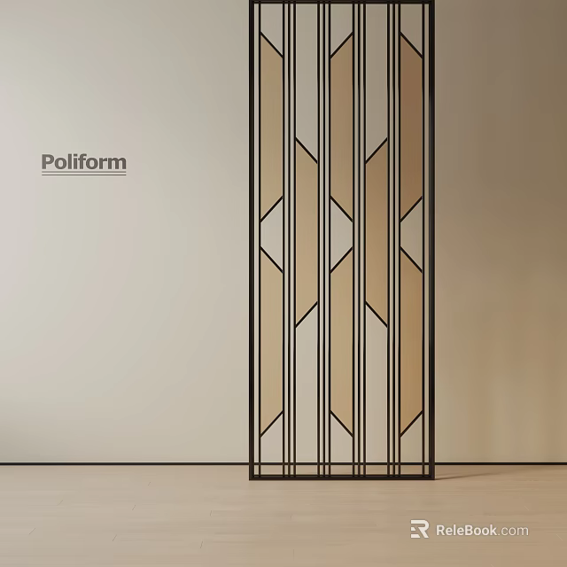 Poliform Modern Room Divider With Geometric Patterns And Metal Frame Design 3d model