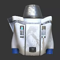 Small White And Gray Futuristic Robot With Antenna Glowing Eyes And Mechanical Design