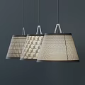 Three Modern Pendant Lights Design With Geometric Lampshades And Minimalist Dark Setting