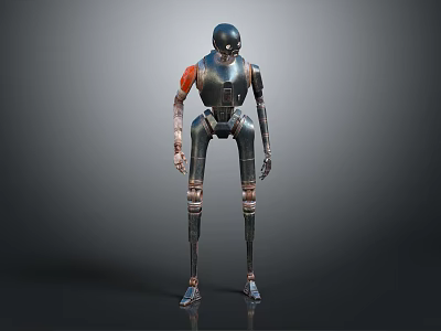 Futuristic Android Robot Character With Metallic Body And Mechanical Limbs 3d model