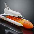 Detailed Military Weapon Model Featuring White Space Shuttle And Orange Rocket 3d model