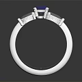Elegant Fashion Ring Featuring Central Blue Sapphire And Diamond Accents On Silver Metal Band