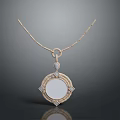 Elegant Gold Chain Fashion Necklace With Round White Center Pendant And Decorative Accents