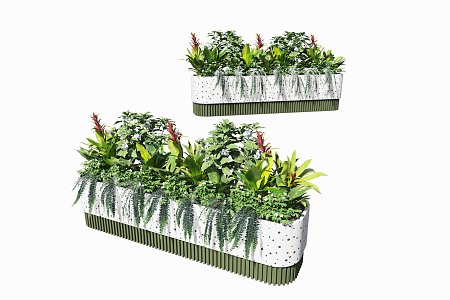 Flower box plant potted mobile flower box flowers and plants combination green plant flower box 3d model