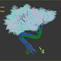 Curved Trunk Tree With Lush Green Leaves And Small Squirrel Next To It
