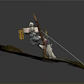 White Mechanical Robot Standing On Dirt Ground With Wooden Sticks And Small Plants