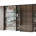 Modern Bookcase Interior Design With Marble Glass Shelves And Decorative Items