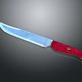 Sharp Tactical Knife With Blue Metal Blade And Red Wooden Handle Design