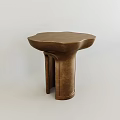 Artistic Modern Side Table With Irregular Brass Top And Curved Support Base 3d model