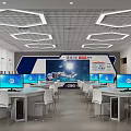 School Modern Computer Classroom With Multiple Computers Large Screen Desks And Chairs